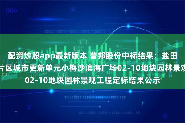 配资炒股app最新版本 普邦股份中标结果：盐田区梅沙街道小梅沙片区城市更新单元小梅沙滨海广场02-10地块园林景观工程定标结果公示
